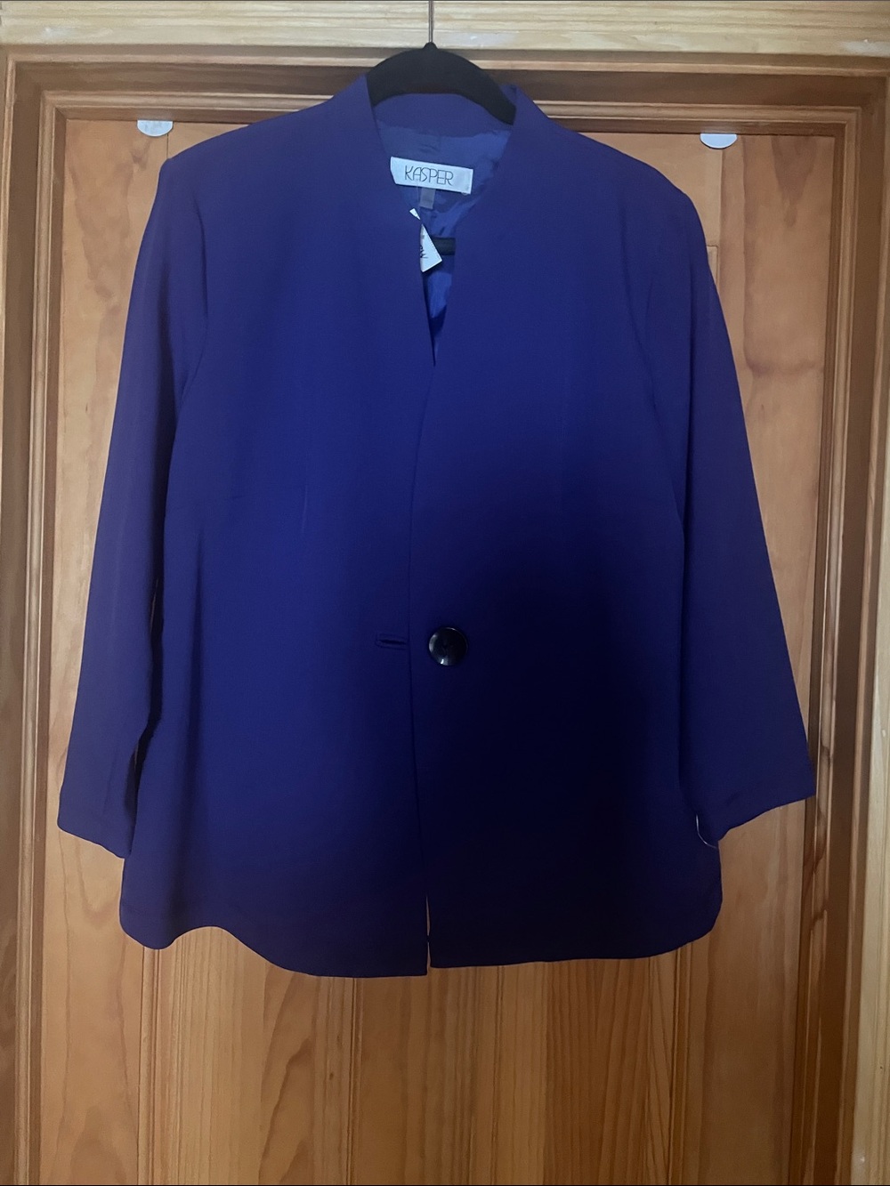 Kasper Women's Deep Purple Single-Button Open Blazer